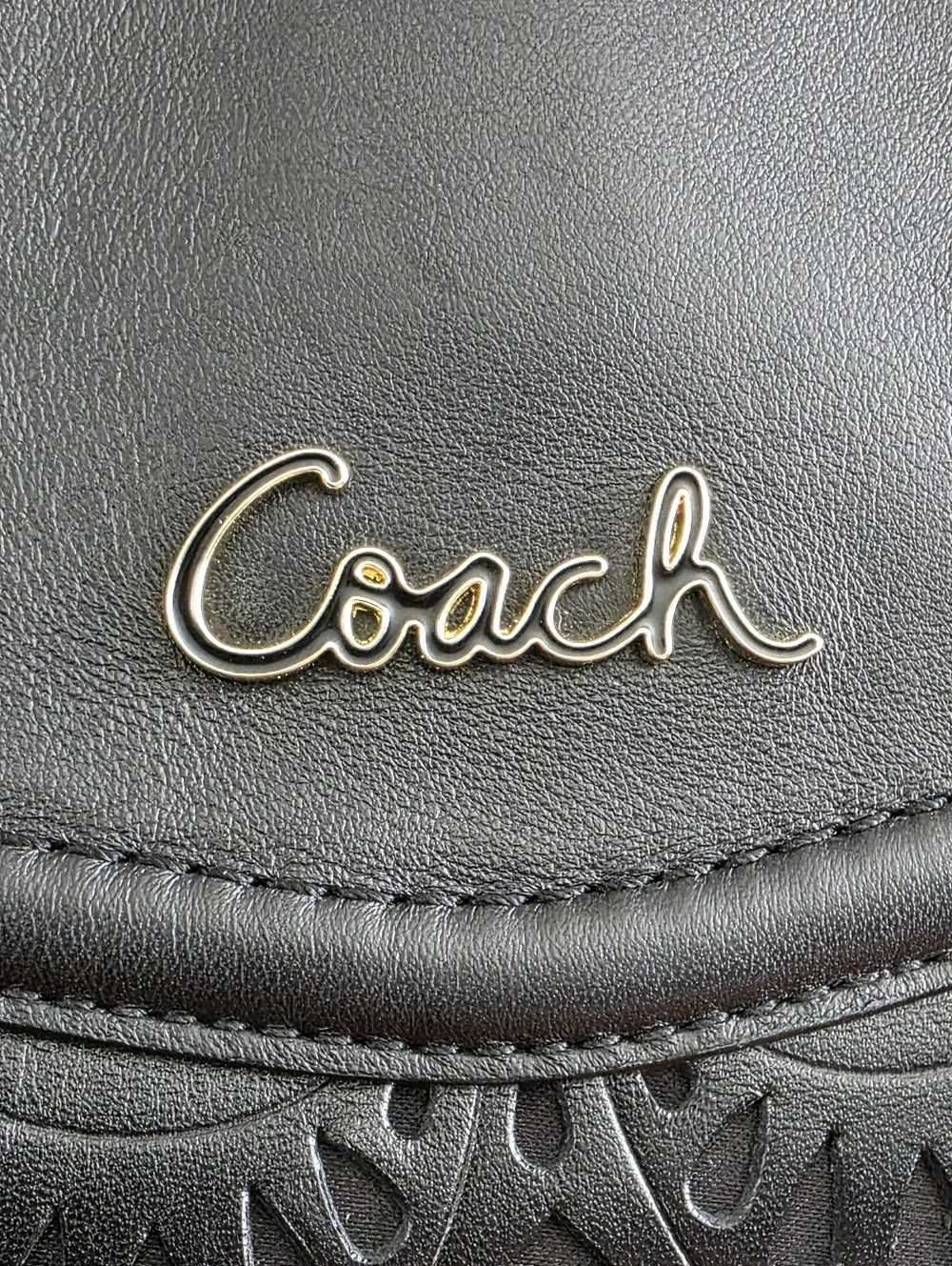 Coach F21833 Ashley Lace Carryall Black Cutout Leather Tote Bag NWT